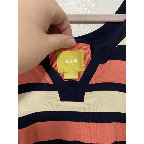 Anthropologie Maeve M Dress Striped Sleeveless Layered Multi Color Block 1415 - Picture 4 of 6